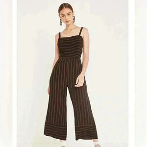 FAITHFULL THE BRAND | Guanabo Jumpsuit in Espresso Mazur Stripe, Size Medium